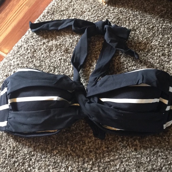 NWT LIZ CLAIBORNE SWIM BIKINI TOP TIES 12 black/wh - Picture 2 of 7